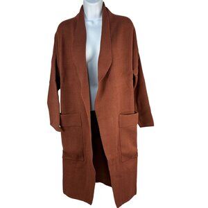 Anrabess Womens Open Front Cardigan Sweater Rust S Soft Lightweight Pockets